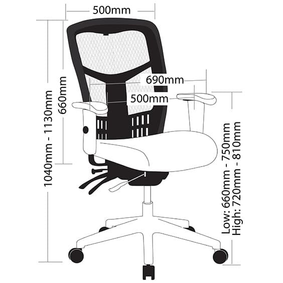 Oyster Medium Back Mesh Ergonomic Office Chair with Adjustable Arms
