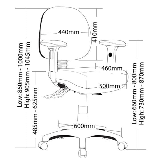 P350 Medium Back Ergonomic Office Chair with Adjustable Arms