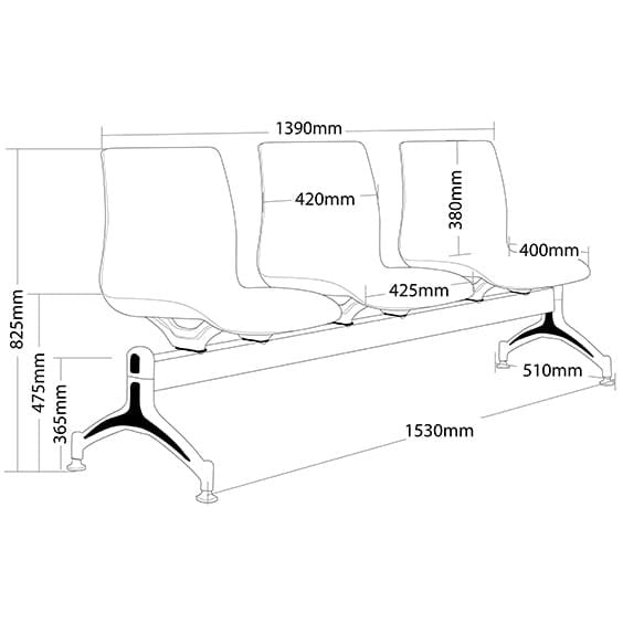 POD 3 Seater Beam Seat - White