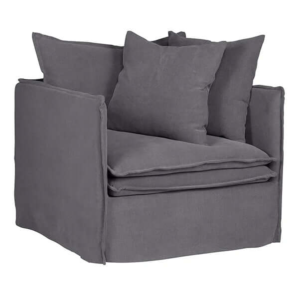 Palm Beach Slip Cover Arm Chair - Slate Grey Linen