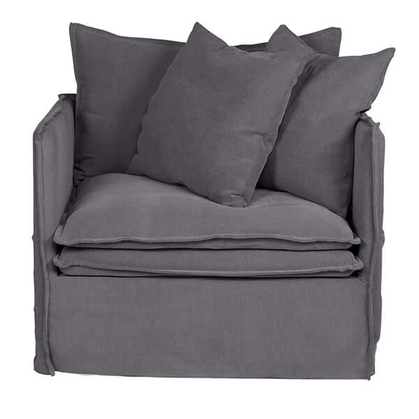 Palm Beach Slip Cover Arm Chair - Slate Grey Linen