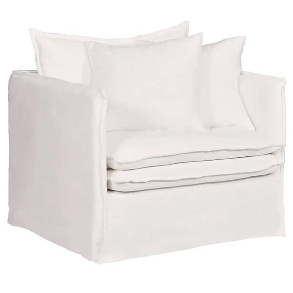 Palm Beach Slip Cover Arm Chair - White Linen