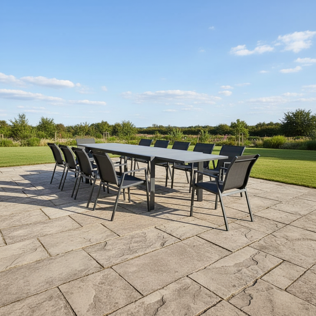 Paloma 12 Seater Extendable Outdoor Dining Table & Chair Set - Charcoal