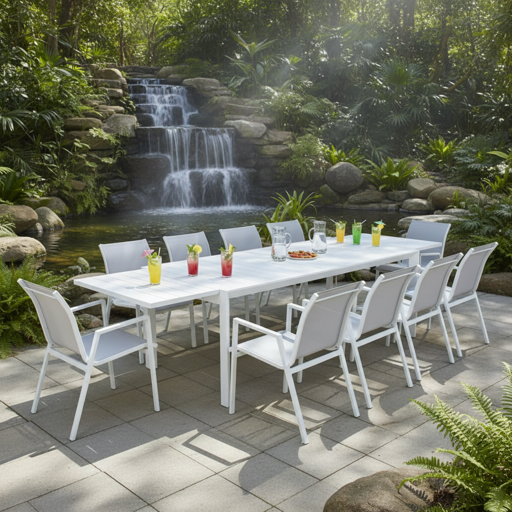 Paloma 12 Seater Extendable Outdoor Dining Table & Chair Set - White