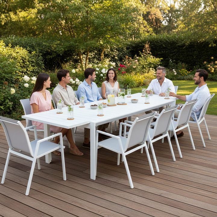 Paloma 12 Seater Extendable Outdoor Dining Table & Chair Set - White