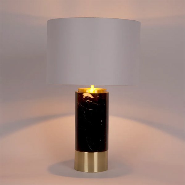 Paola Marble Table Lamp - Black with White Shade