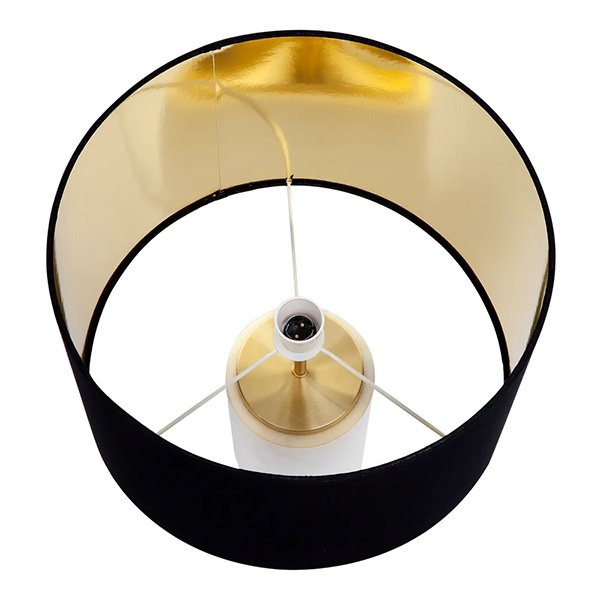 Paola Marble Table Lamp - White with Black Shade