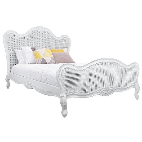 Parisian Rattan & Wood Bed - King Size - White