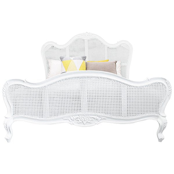 Parisian Rattan & Wood Bed - King Size - White