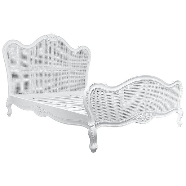 Parisian Rattan & Wood Bed - King Size - White