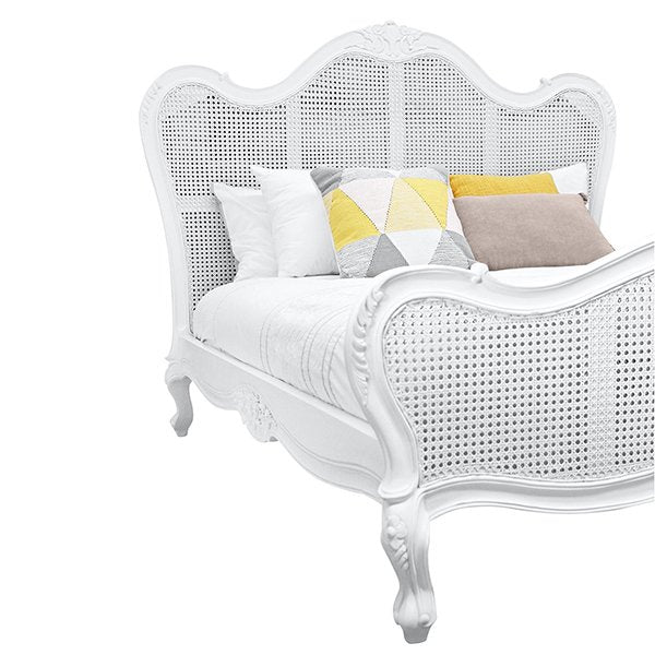 Parisian Rattan & Wood Bed - King Size - White