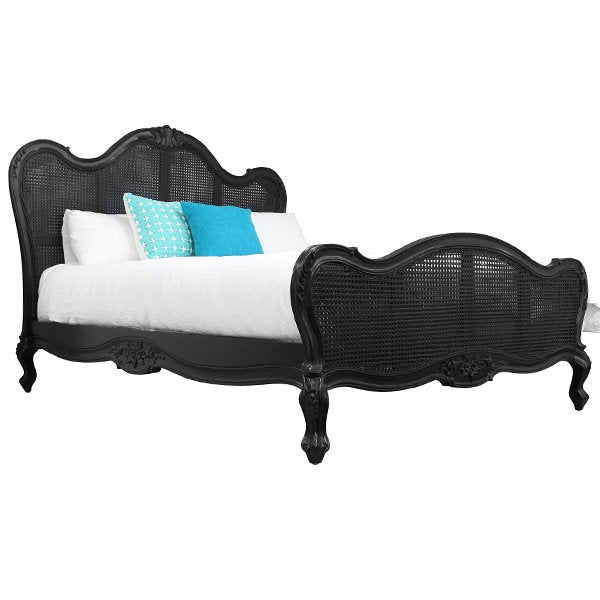 Parisian Rattan & Wood Bed - King Size - Black