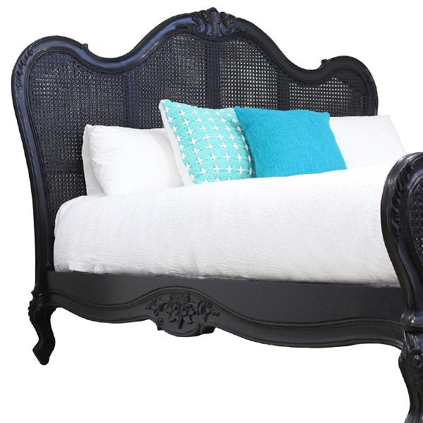 Parisian Rattan & Wood Bed - King Size - Black