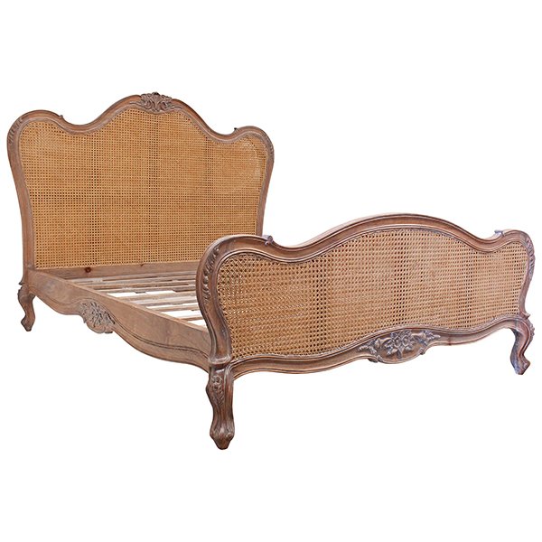 Parisian Rattan & Wood Bed - King Size - Weathered Oak