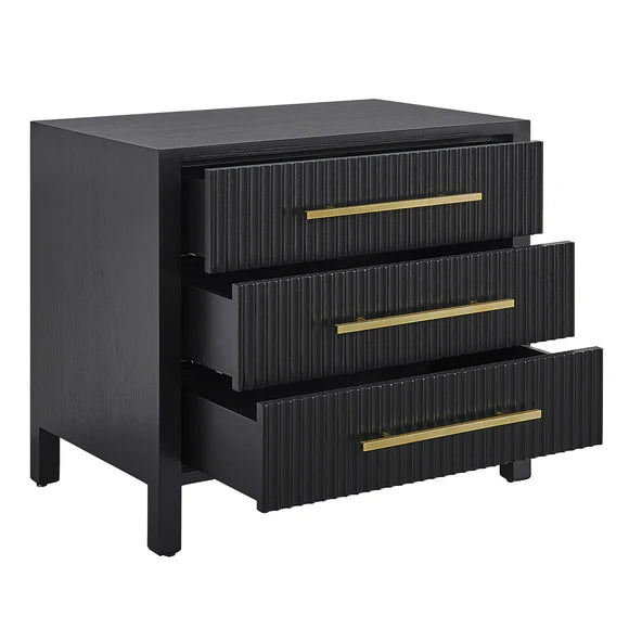 Park Lane Large Bedside Table - Black