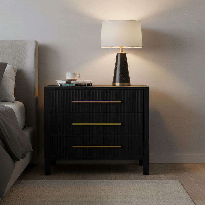 Park Lane Large Bedside Table - Black