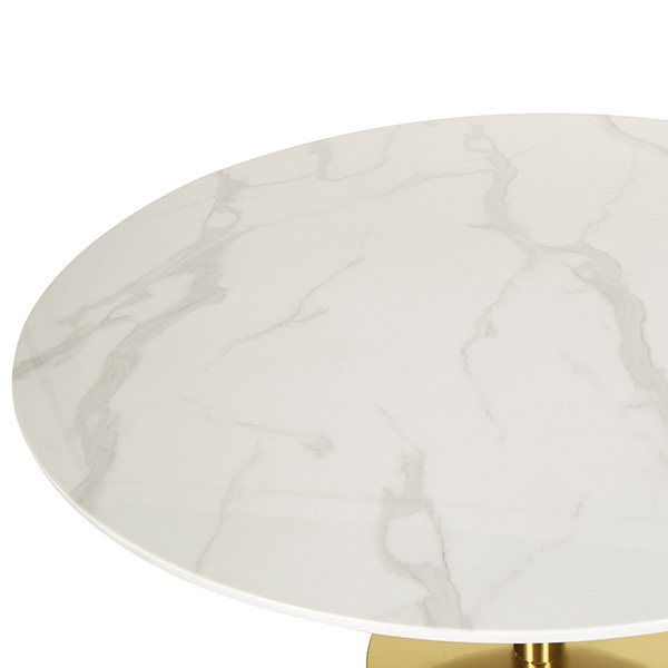 Parkinson 120cm Faux Marble Round Dining Table with Gold Base