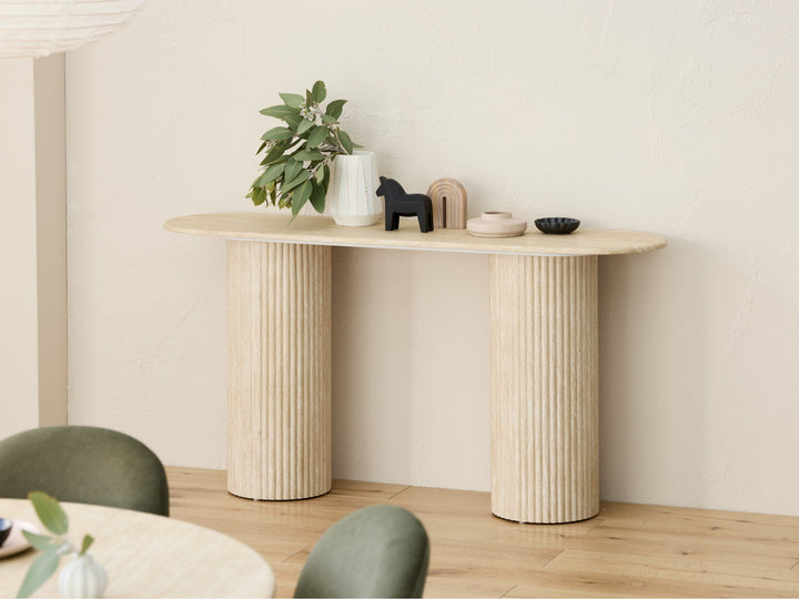 Paula Travertine-Look Console Table