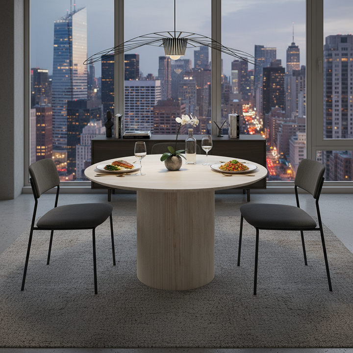 Paula Travertine-Look Round Dining Table