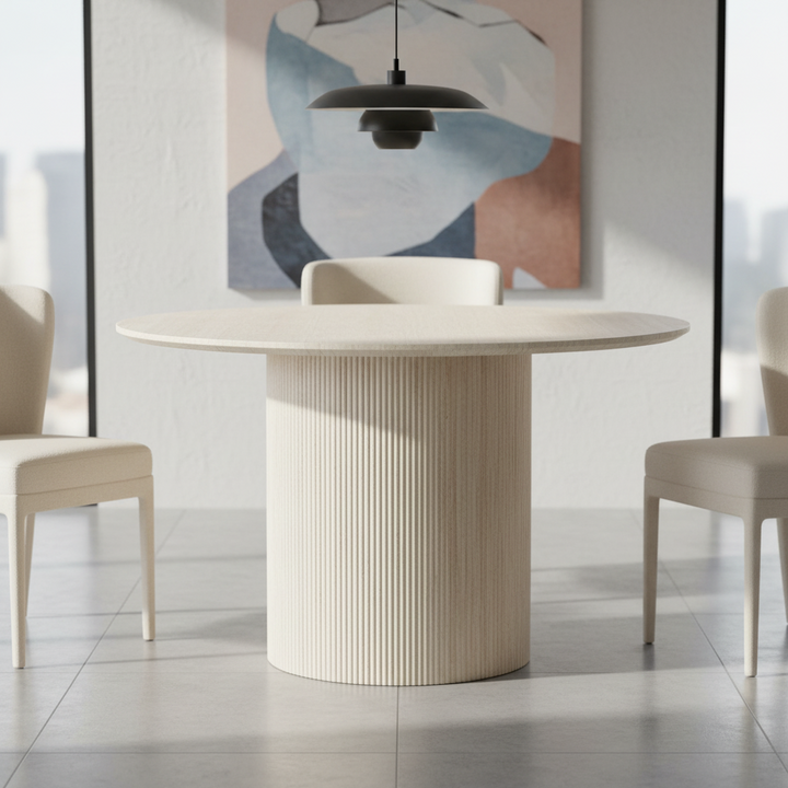 Paula Travertine-Look Round Dining Table