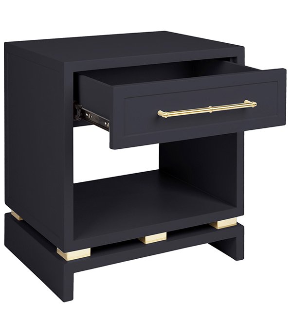 Pearl Bedside Table - Small Black