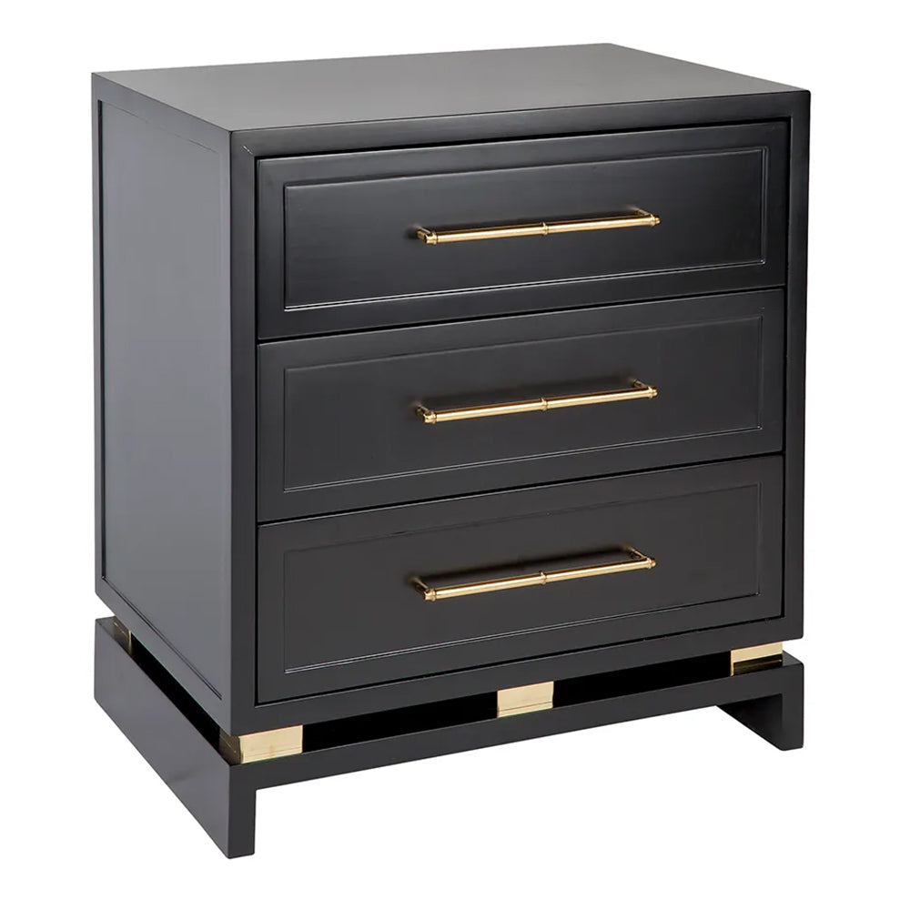 Pearl Bedside Table - Large Black