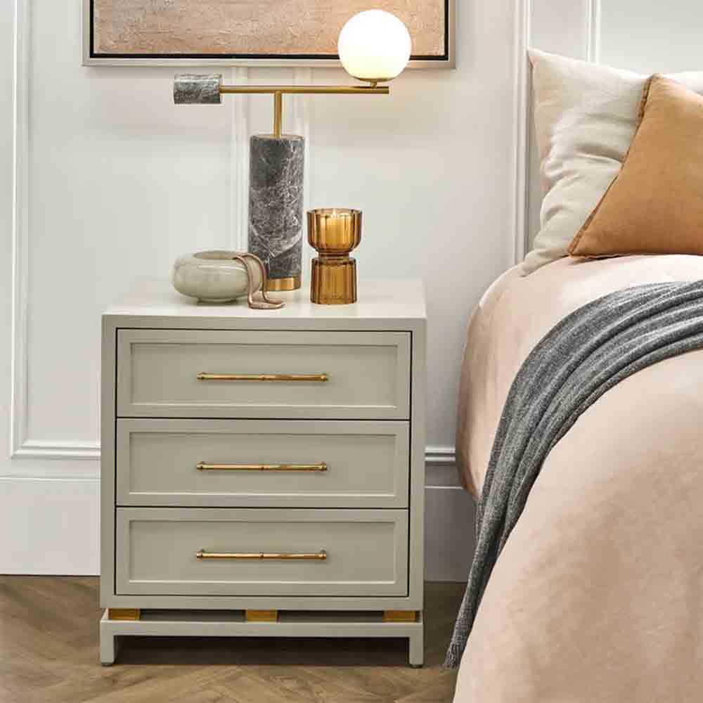 Pearl Bedside Table - Large Grey