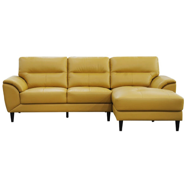 Penrose 2 Seater Leather Sofa with RHF Chaise - Mustard