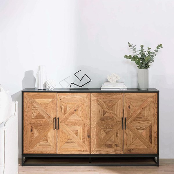 Percy 160cm Wide Sideboard - European Knotty Oak and Peppercorn