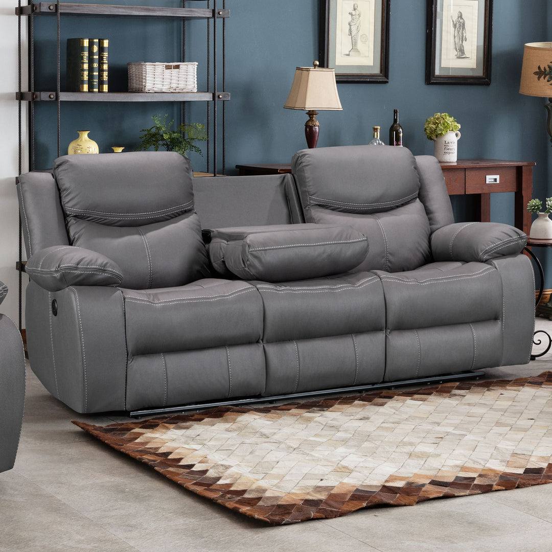 Perlman 3 Seater Electric Recliner Sofa - Charcoal