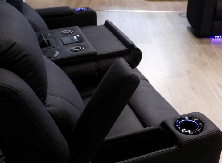 Melendez 3 Seater Upholstered Recliner Sofa - Black