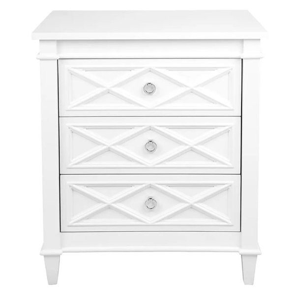 Plantation Bedside Table - Large White