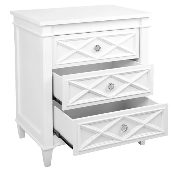 Plantation Bedside Table - Large White