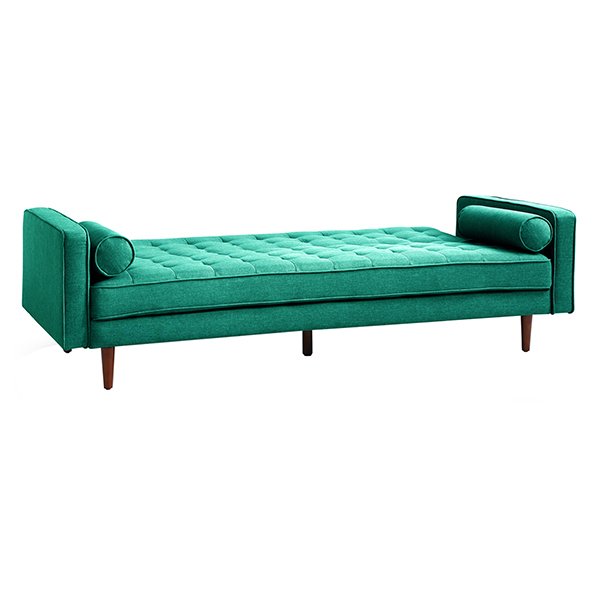Plast 3 Seater Velvet Sofa Bed - Green