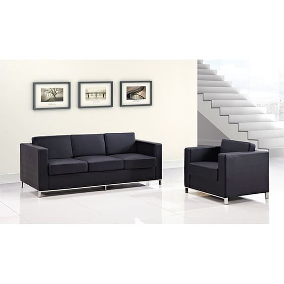 Plaza Black PU Leather Single Seater Lounge