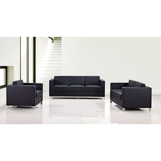 Plaza Black PU Leather Single Seater Lounge