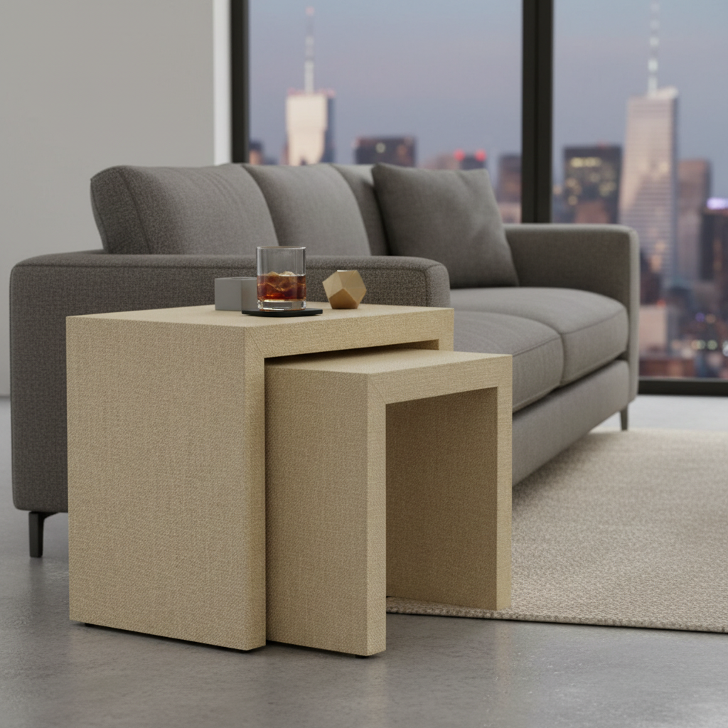 Pogerola Nesting Tables Set 2 - Natural Grasscloth