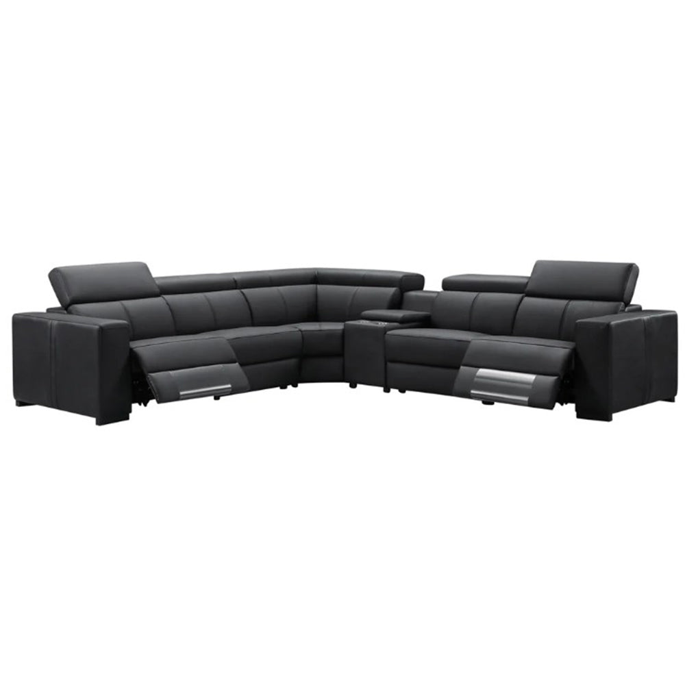 Policoro Premium Leather Modular Recliner Sofa - Black