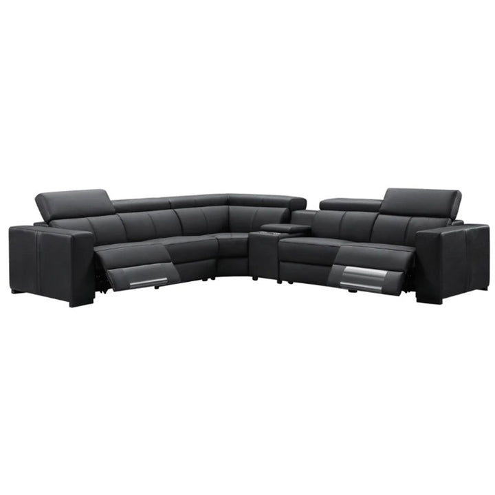 Policoro Premium Leather Modular Recliner Sofa - Black