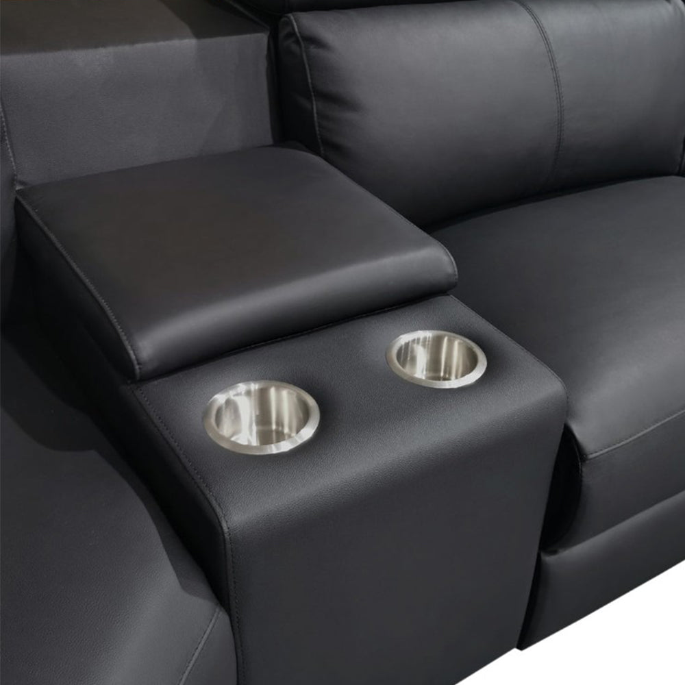 Policoro Premium Leather Modular Recliner Sofa - Black