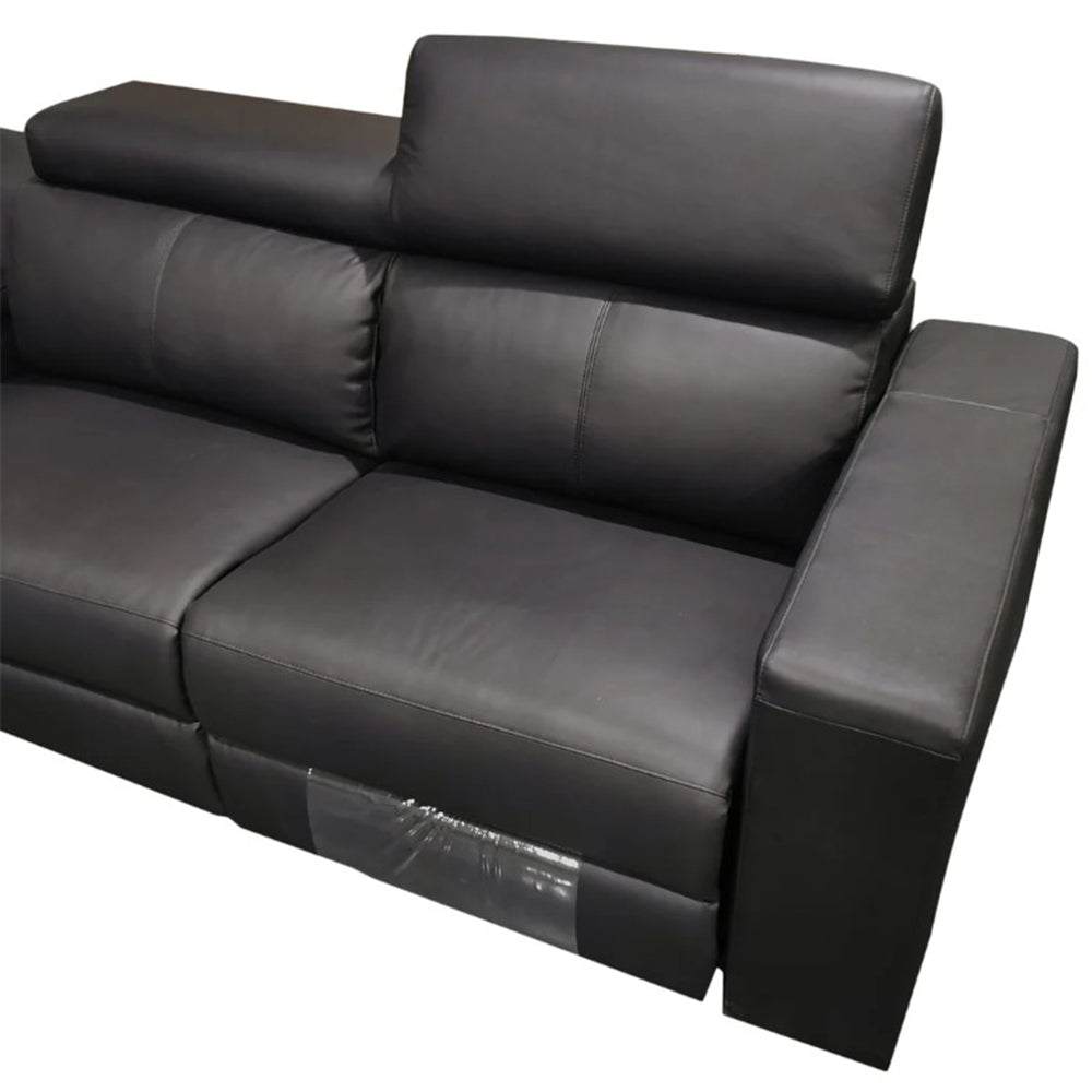 Policoro Premium Leather Modular Recliner Sofa - Black