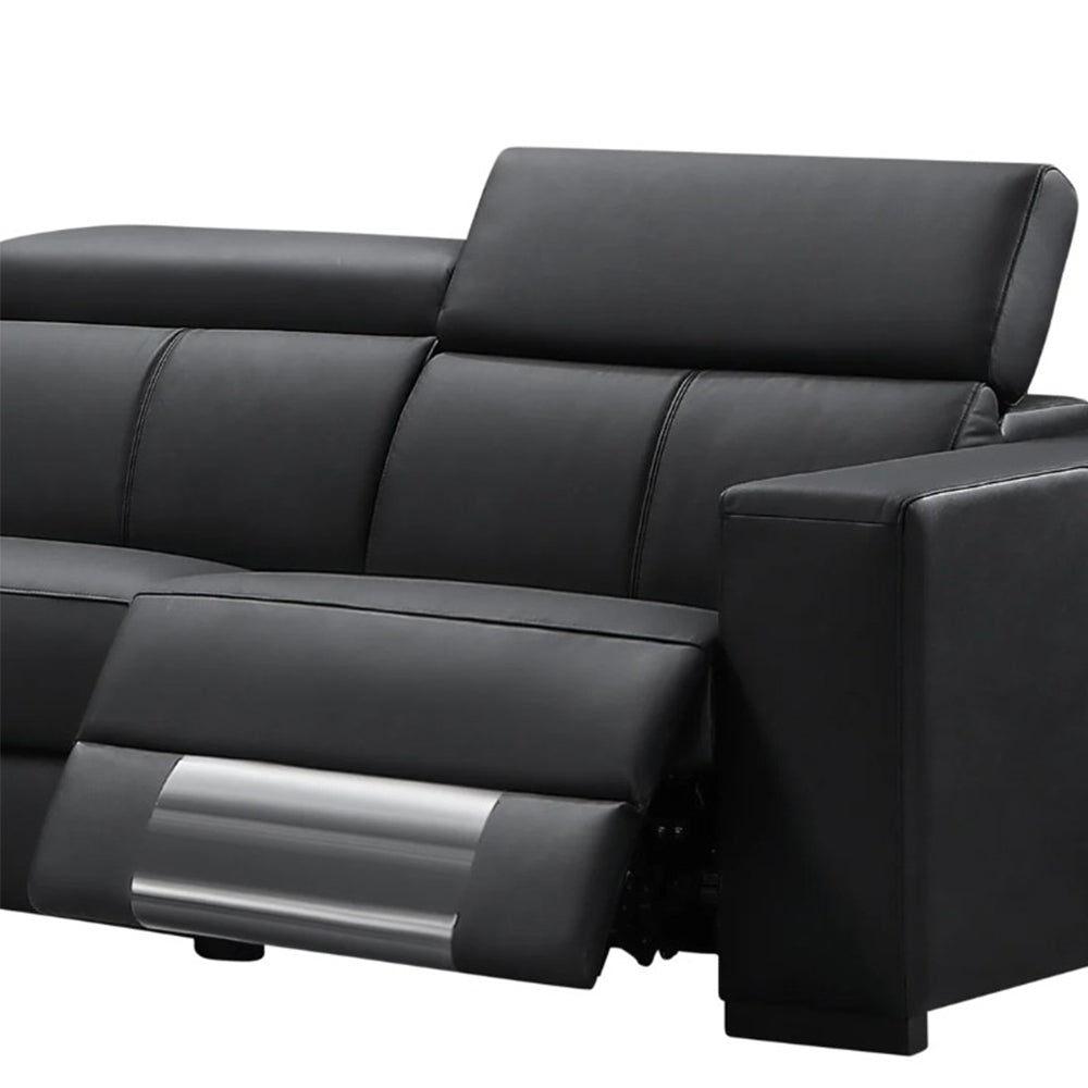 Policoro Premium Leather Modular Recliner Sofa - Black