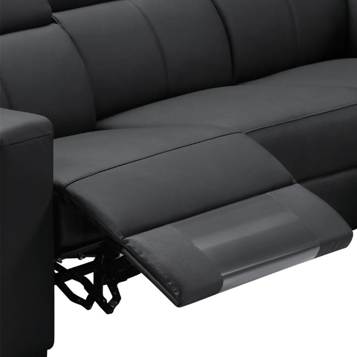 Policoro Premium Leather Modular Recliner Sofa - Black