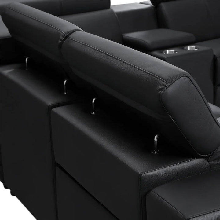 Policoro Premium Leather Modular Recliner Sofa - Black