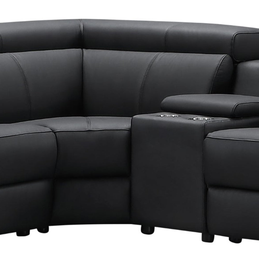 Policoro Premium Leather Modular Recliner Sofa - Black