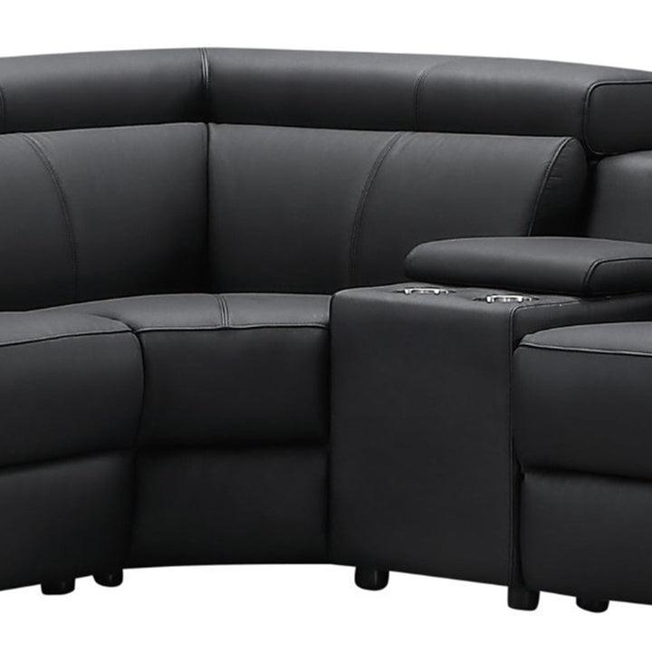 Policoro Premium Leather Modular Recliner Sofa - Black