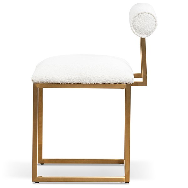 Prato Ivory White Boucle Occasional Chair - Brushed Gold Base