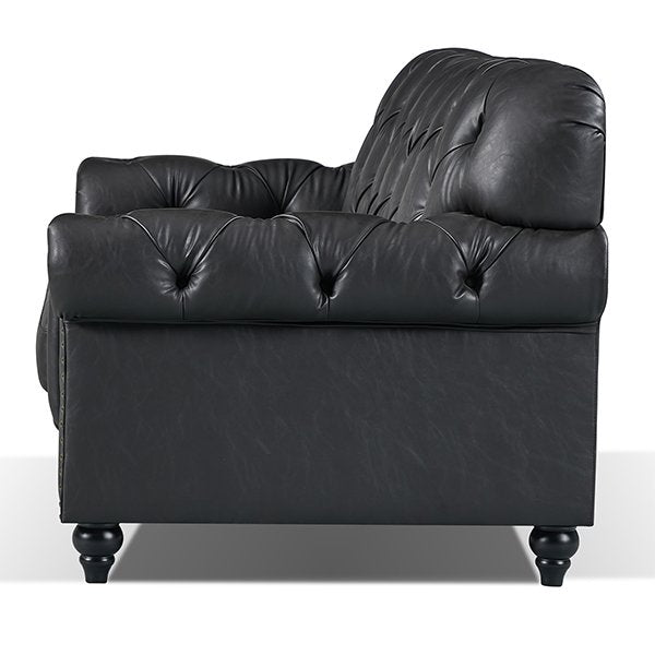 Primavera 2 Seater Leather Sofa - Black
