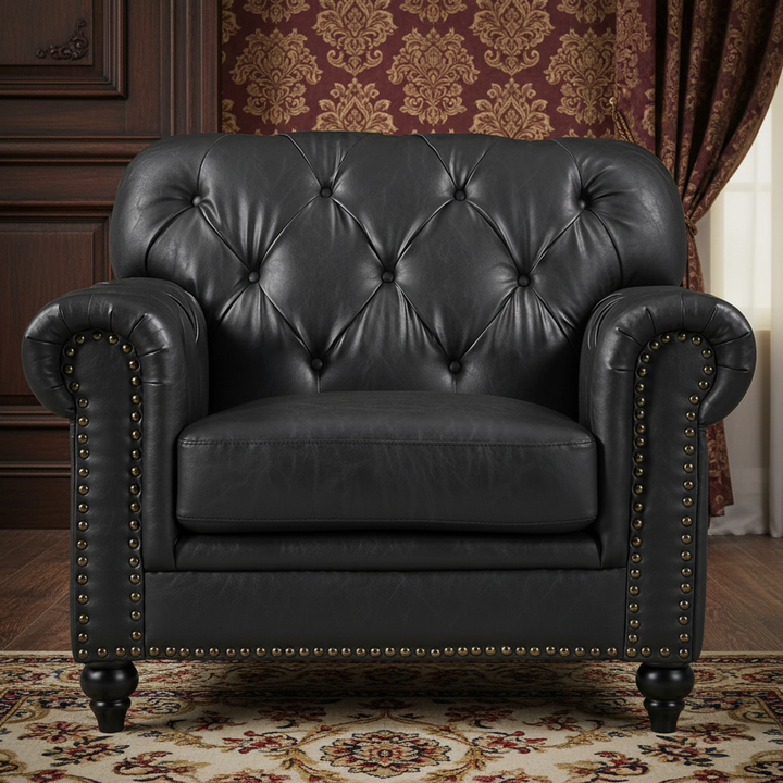 Primavera Leather Armchair - Black
