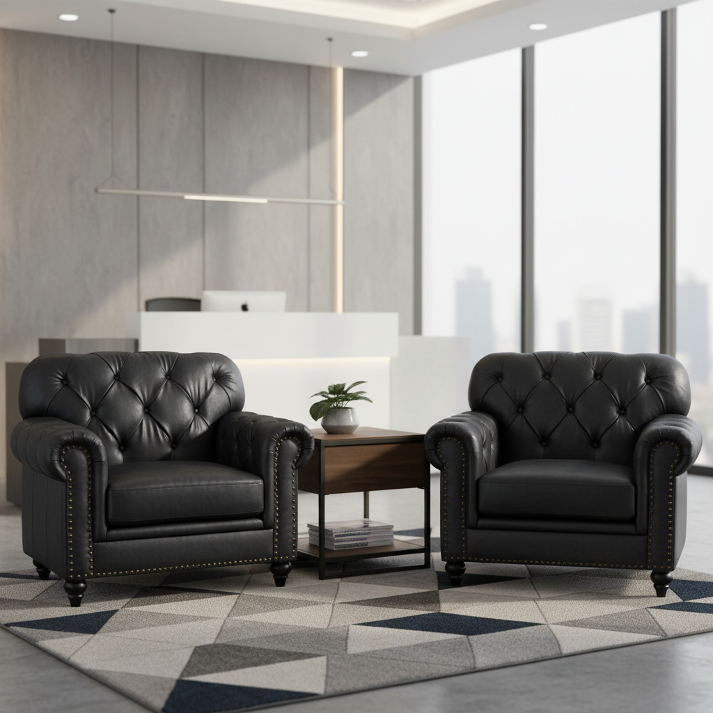 Primavera Leather Armchair - Black